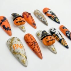 Spooky 3D Blood Drip and Pumpkin Halloween Press-On Nails