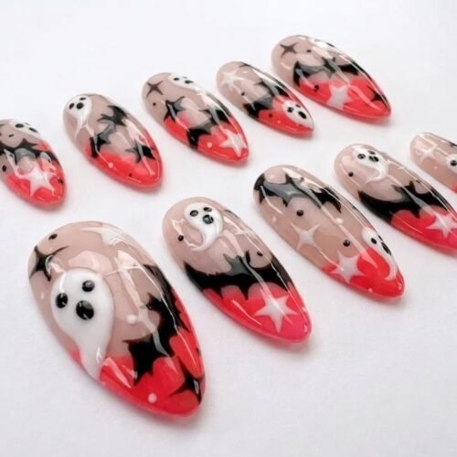 Ghost and skull press-on nails