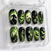Press-on nails with dice and stitching patterns