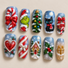 Cheerful Christmas Gift Press On Nails, press-on nail design preview made with AI