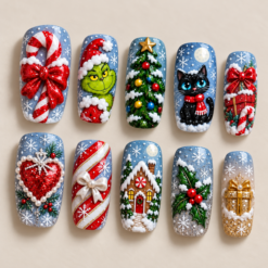 Cheerful Christmas Gift Press On Nails