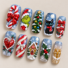 Cheerful Christmas Gift Press On Nails, press-on nail design preview made with AI