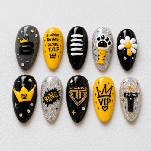 Crowns, Artist-Name Lettering, VIP Lettering, BIGBANG press on nails