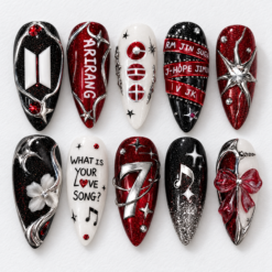 BTS ARMY Red Black Concert Press-On Nails
