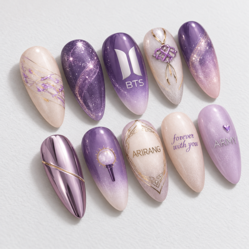 BTS Arirang Lavender Galaxy Press-On Nails