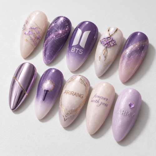 BTS Arirang Lavender Galaxy Press-On Nails