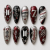 BTS Arirang Tour Red Silver Star Press-On Nails