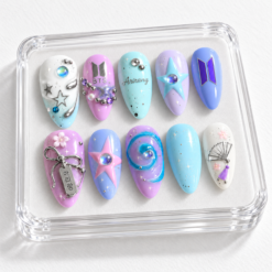 BTS Aurora Cosmic Star Charm Press-On Nails