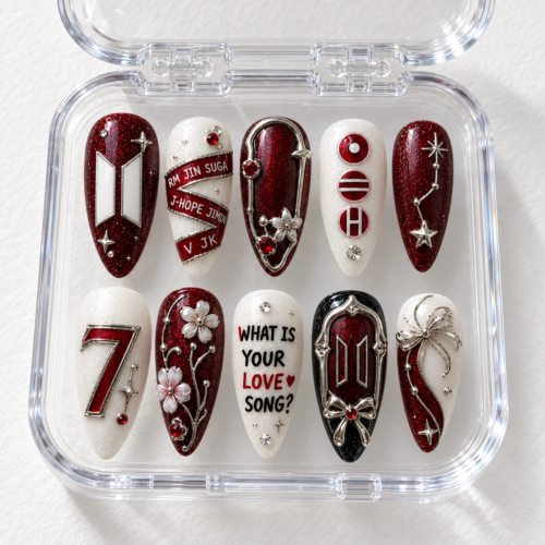 BTS logo and bow nail stickers