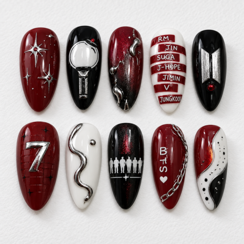 BTS Crimson Concert Stage Press-On Nails