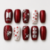 BTS Crimson Pearl Blossom Press-On Nails