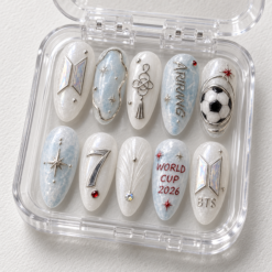 BTS Ice Blue Soccer Fan Star Press-On Nails