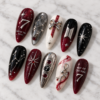 BTS-Inspired Crimson Galaxy Press-On Nails