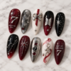 BTS-Inspired Crimson Galaxy Press-On Nails