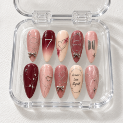 BTS Love Yourself Pink Ribbon Press-On Nails