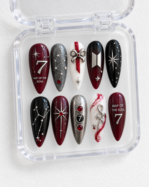BTS Map of the Soul Crimson Galaxy Press-On Nails