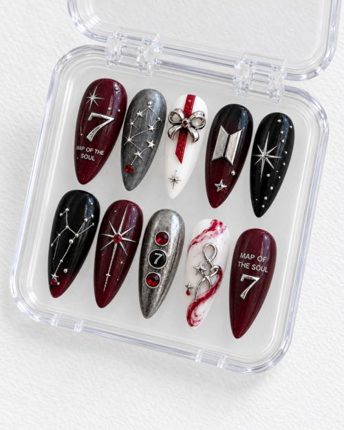 BTS Map of the Soul Crimson Galaxy Press-On Nails