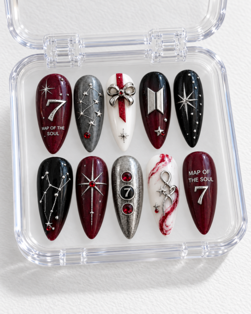 BTS Map of the Soul Crimson Galaxy Press-On Nails