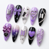 Purple BTS press-on nails with 3D bows (ARMY)