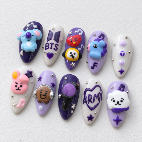 BTS Purple Character Charm Press-On Nails