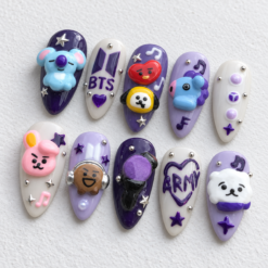 BTS Purple Character Charm Press-On Nails