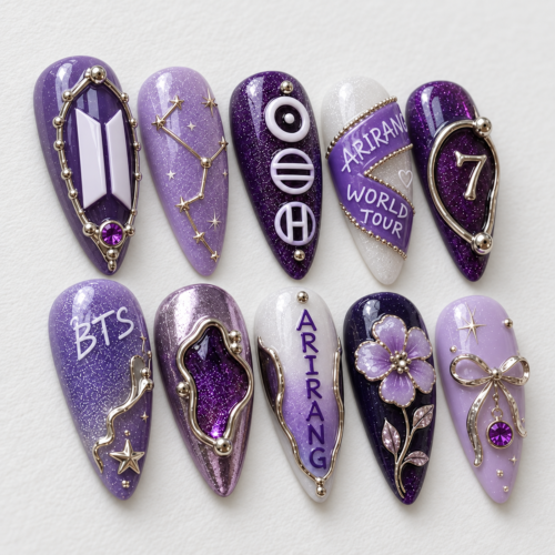 BTS Purple Galaxy Constellation Press-On Nails
