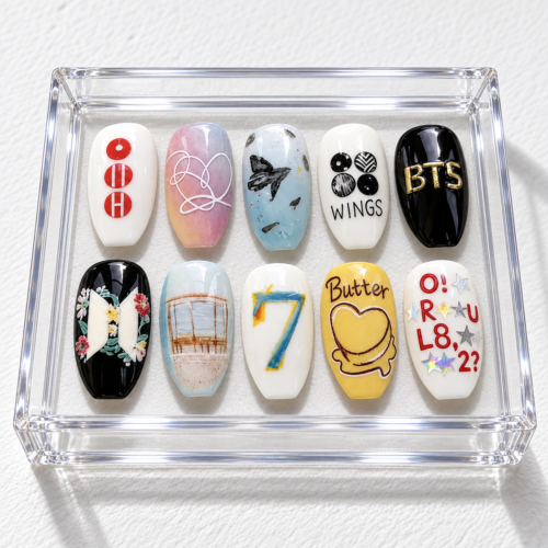 BTS album art press-on nails