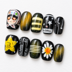 Black Gold Big Bang BLINK Fan-Inspired Press-On Nails
