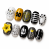 press-on nails with crown and star designs