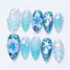 Jellyfish, seashells, starfish and sculpted floral motif press on nails