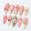 Christmas tree, snowflakes, holly and berries, poinsettia-style flower press on nails