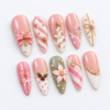 Christmas tree, snowflakes, holly and berries, poinsettia-style flower press on nails