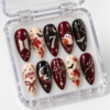 Crescent moon, bats, ghost with pumpkin, autumn leaves press on nails