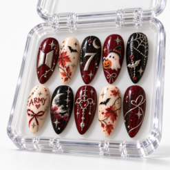 Burgundy Halloween K-Pop Fan Press-On Nails