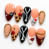 Raised Cherry Accents, Gold-Tone Borders press on nails