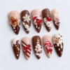 Gingerbread figures, candy canes, peppermint swirl press on nails
