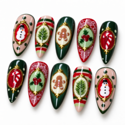 Christmas Cameo Ornaments Press-On Nails