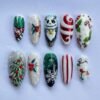 Christmas Candy Cane, Snowflakes, Xmas Tree with a cluster of 3D raised asphalt-like berries