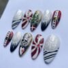 Christmas Santa Belt, Candy Cane Tree, Jack Skellington Press On Nails – photo 4