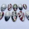 Santa Claus vest and belt patterned press-on nails