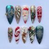 Christmas Santa, Reindeer & Candy Cane Press-On Nails