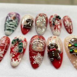 Christmas Snowman, Gingerbread, Tree Press On Nails