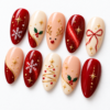 Press on nails stars, snowflakes, holly leaves and berries