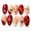 Press on nails stars, snowflakes, holly leaves and berries
