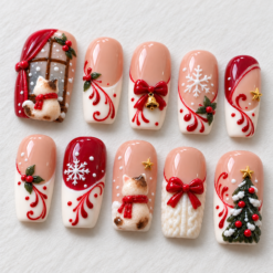 Cozy Christmas Cat Press-On Nails