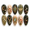 mushrooms, crescent moons, stars, moths, botanical branches press on nails