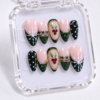 Red Gem-Like Berries, Green and Clear Gem-Like Accents Press on Nails