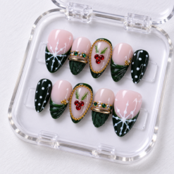 Evergreen Holly & Snowflake Press-On Nails