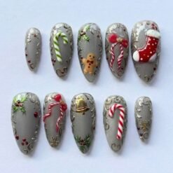 Featuring Candy Cane And Red Christmas Stocking along with leaves and red plastic berries