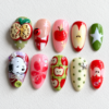 apple-patterned press-on nails